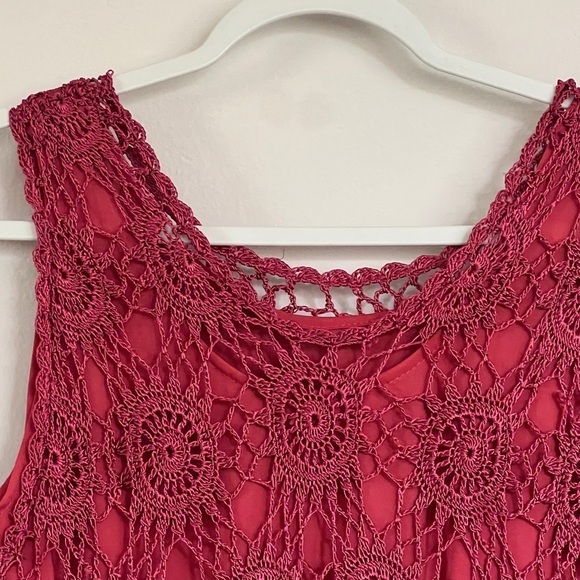 Red Lace Crochet Tank Top Blouse 310 boho - Picture 4 of 11